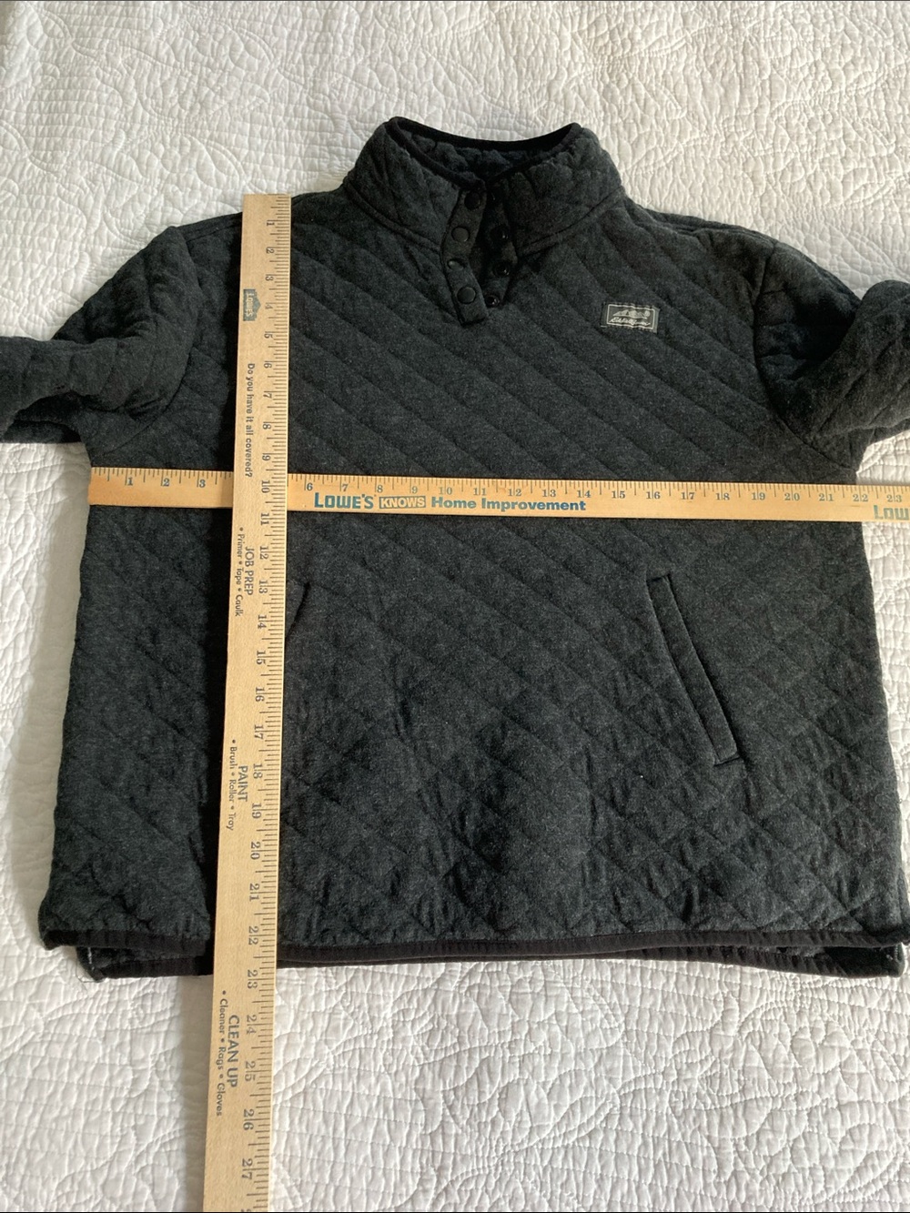 Eddie Bauer Quilted Charcoal Gray Quarter Snap Pullover Large - Picture 10 of 12